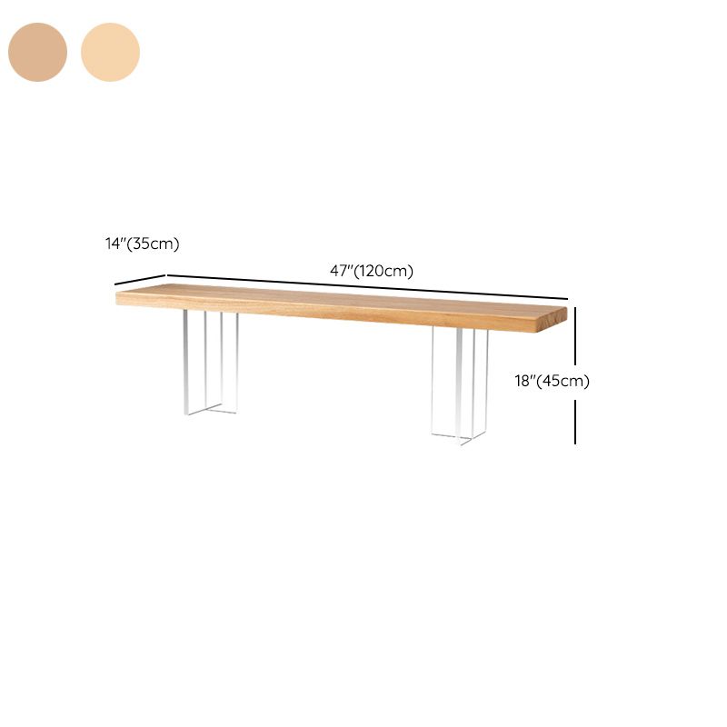 Modern Backless Seating Bench Rectangle Wooden Bench with Acrylic Base