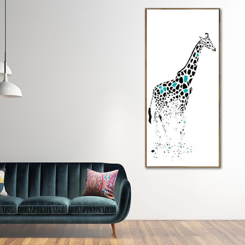 Cartoon Giraffe Wall Art Canvas Textured White Wall Decor for Childrens Bedroom