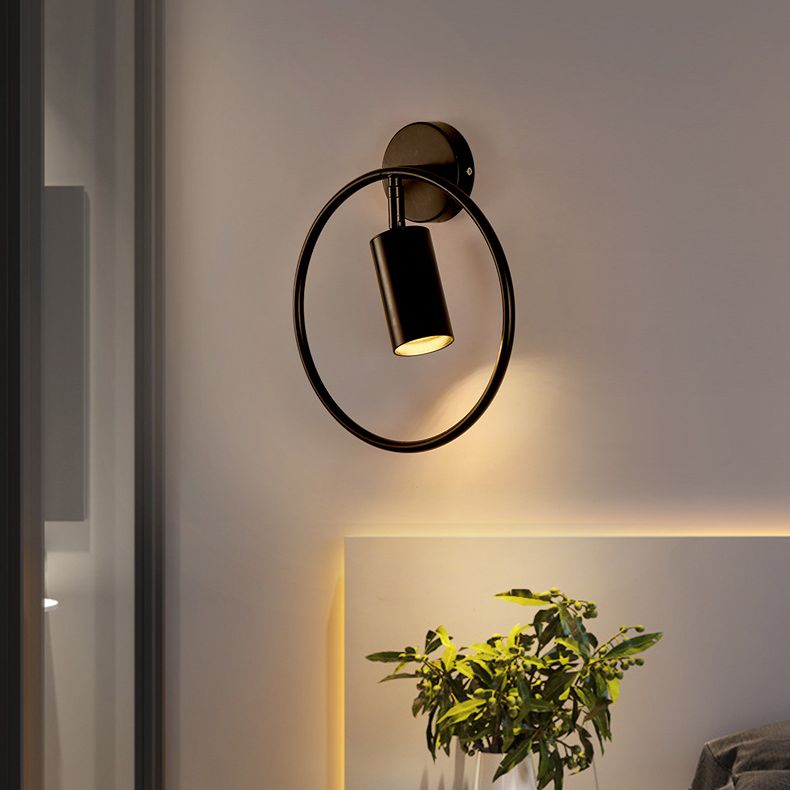 Modern Style Simplicity Wall Sconce Metal Ring Design Single Bulb Bedside Light