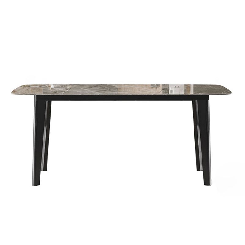 Rectangle Stone Dining table Modern 4 Black Solid Wood Legs Dining Table