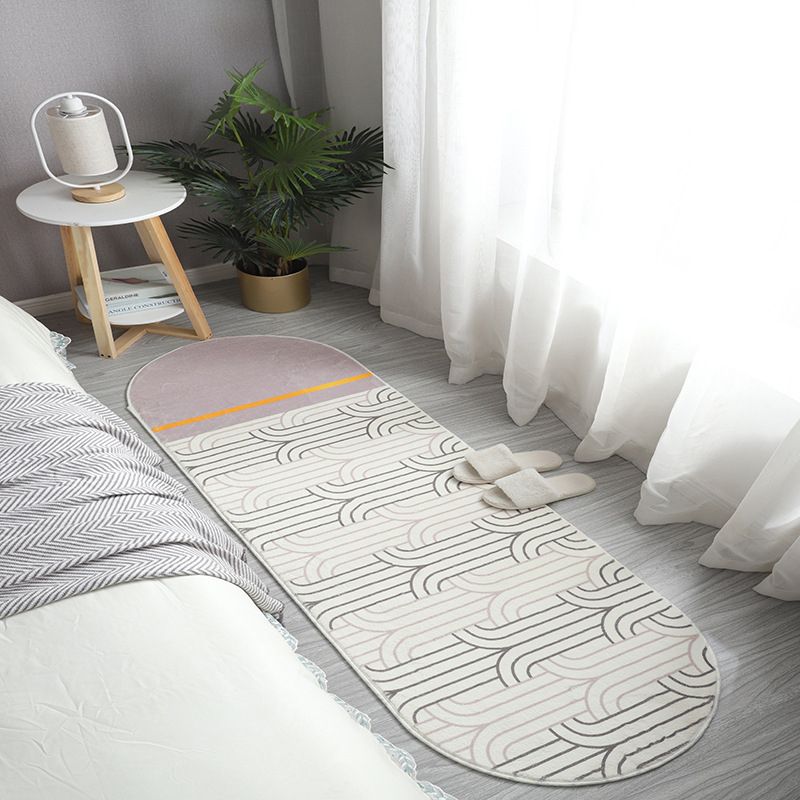 Green Casual Carpet Polyester Striped Carpet Washable Carpet for Home Decoration