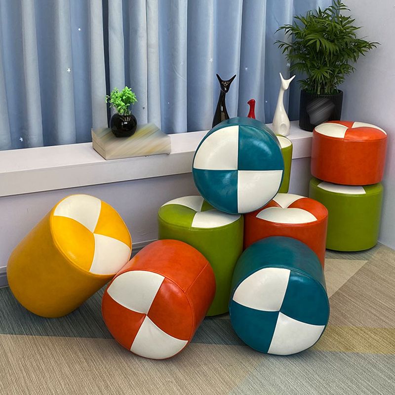 Orange Modern Pouf Water Resistant Round Pouf for Living Room
