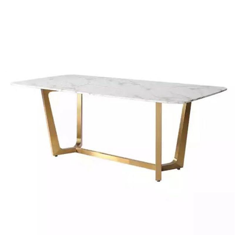 Traditional Luxury Rectangle Furniture Marble Trestle Base Dinner Table