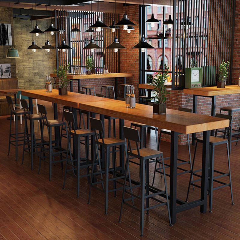 Taburete de bar interior de madera maciza de metal contemporáneo con respaldo