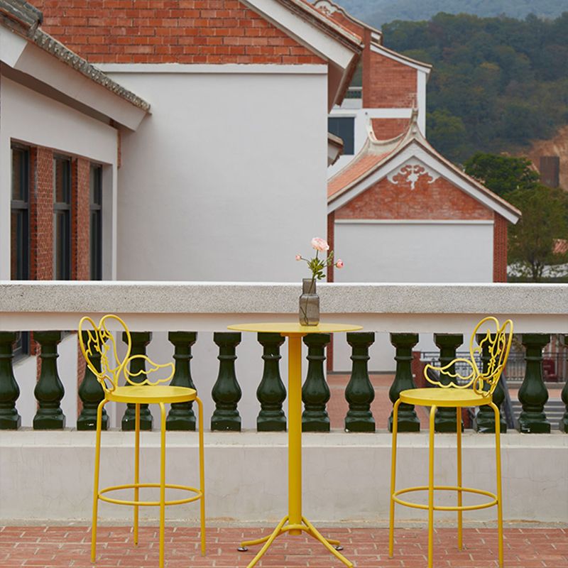 Metal Indoor-Outdoor Bar Height Table Contemporary Bar Table with Pedestal