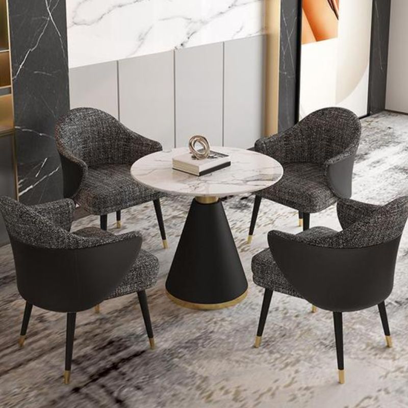 Round Dining Set with Arm Chairs 1/2/5 Pcs Stone Top Dinette Table Set for Kitchen