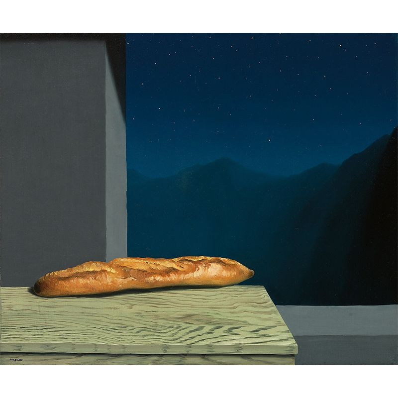Full Size Baguette Wall Mural Decal Stain-Proof Surrealist Kitchen Wall Art in Blue-Yellow-Green