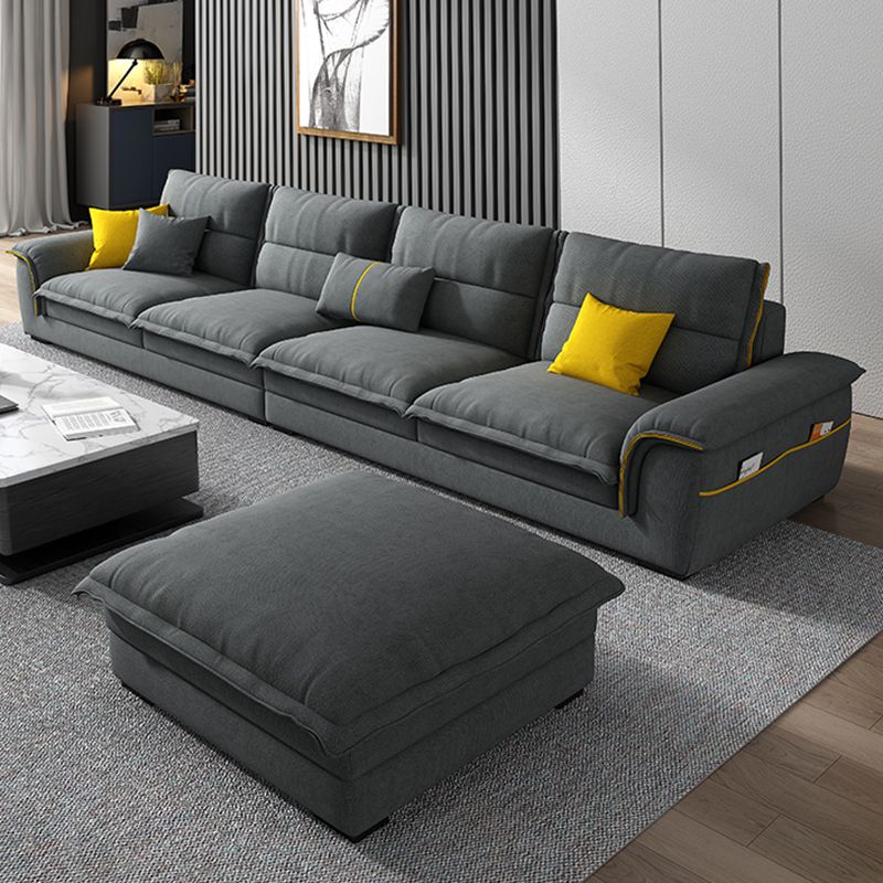 Flared Arm Furniture Sectionals Dark Gray Sofa Sectional with Pillows