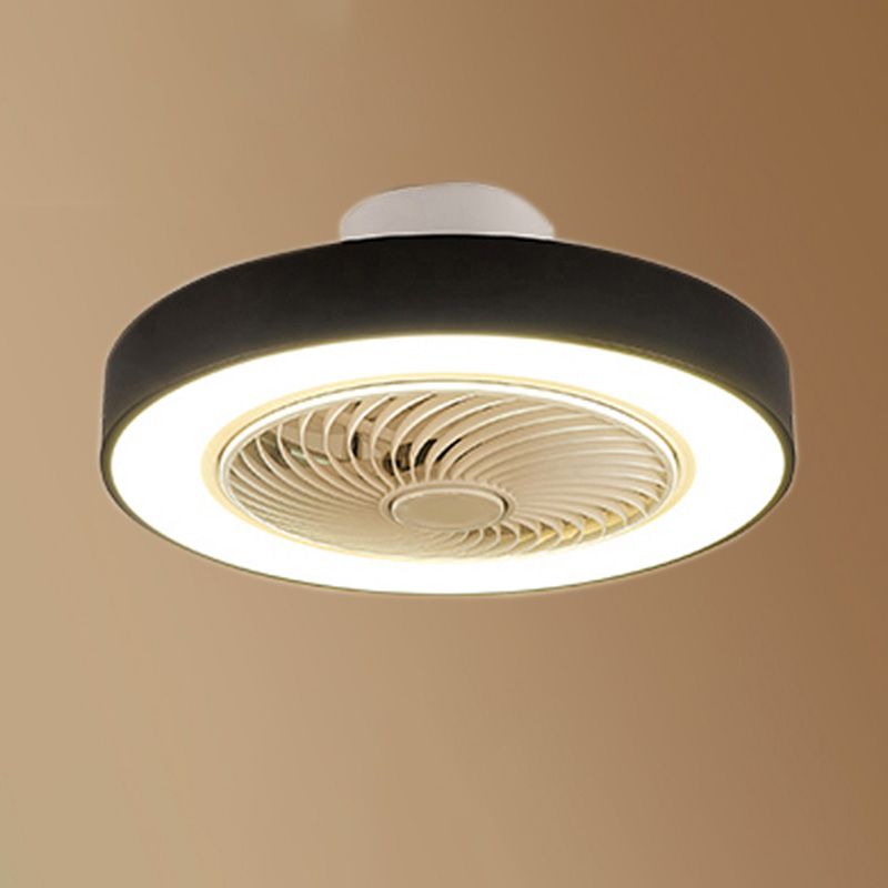 Moderne nordische LED -Makkaronendeckenvorrichtung Schmiedeeisen kreisförmige Deckenventilatoren mit Acrylschatten