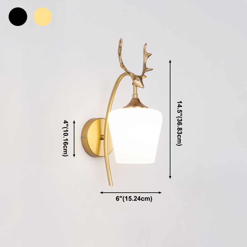 Moderne Glaswandleuchter 1 Kopf Metall -Geweihen -Wandmontage Leuchte für Wohnzimmer