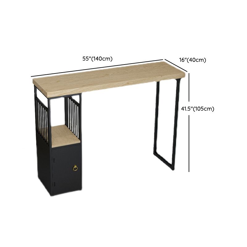 Industrial Wooden Bistro Bar Table Rectangle Metal Base Bar Table with Storage