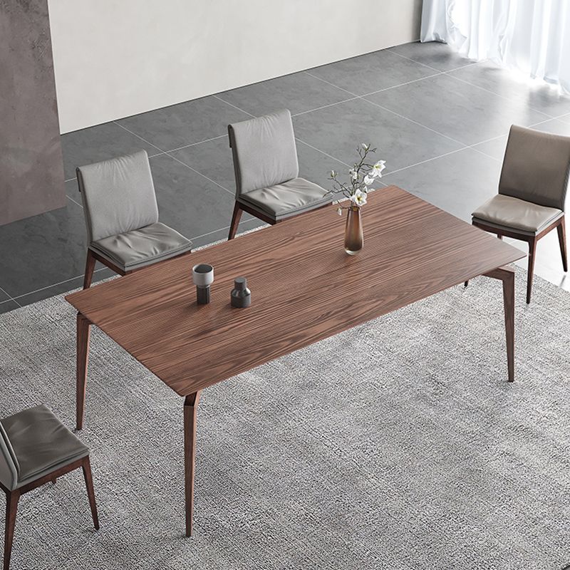 Rectangle 4 Legs Mid-Century Dining Table Wood Color Fixed Table of Ash Wood