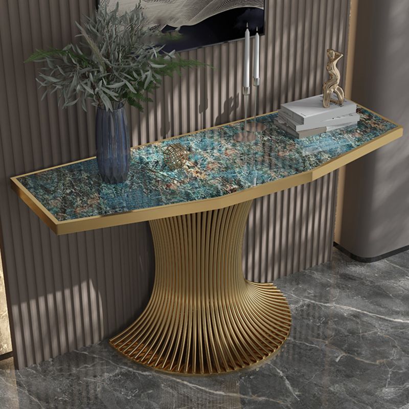 Glam Stone Sofa Console Table with Stainless Steel Bracket for Hall