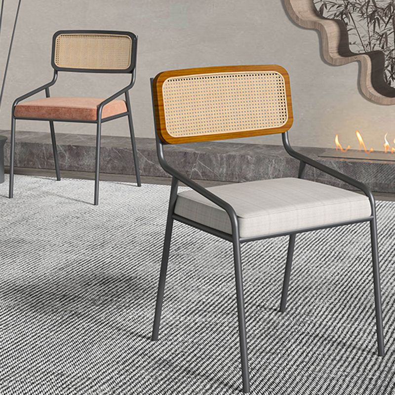 Industrial Style Linen Fabric Dining Chairs Open Back Dining Side Chairs