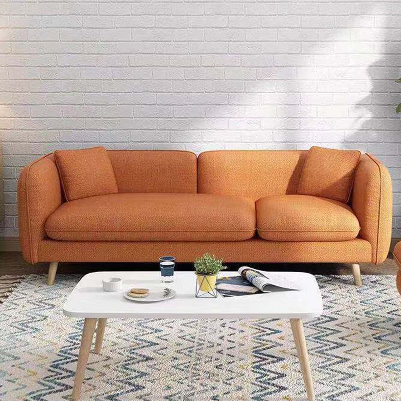 Contemporary Slipcovered Living Room Square Arm Cushions Seating