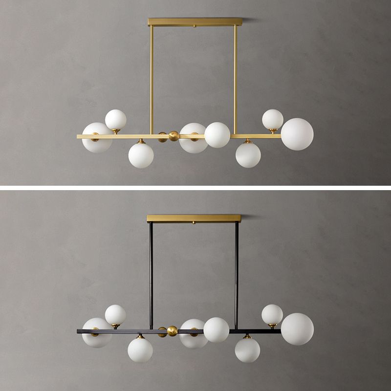 Modern Simple Dining Chandelier Light Round Glass Shade Ceiling Pendant Light