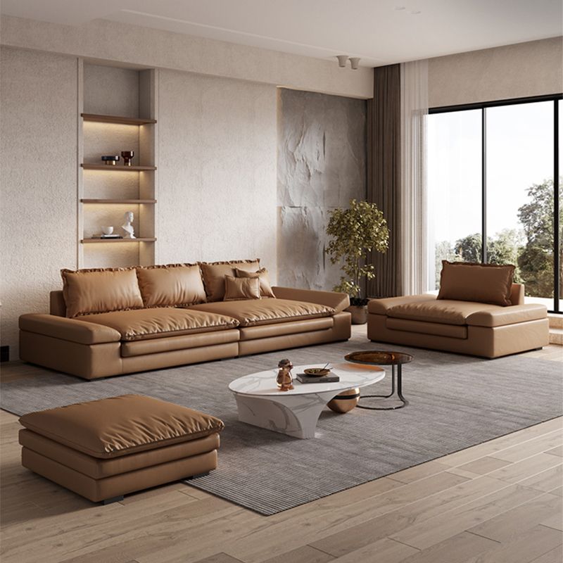 Contemporary Dark Brown Cushions Standard Square Arm Seating