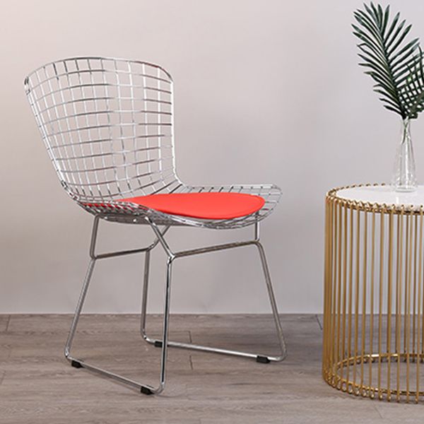 Sillas sin brazos de comedor de metal contemporáneo, respaldo abierto, silla lateral para uso doméstico