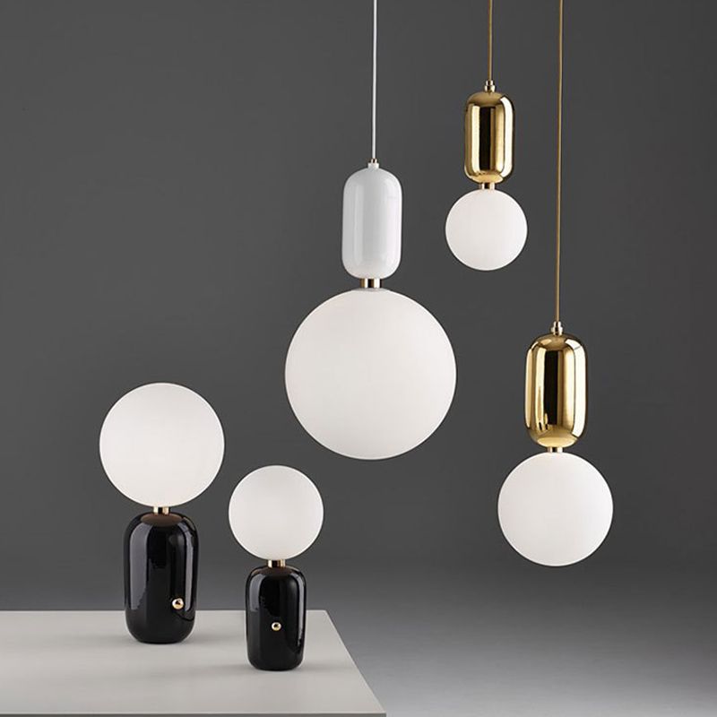 1 Light Spherical Hanging Ceiling Light Modern Style Glass Hanging Lamp Kit