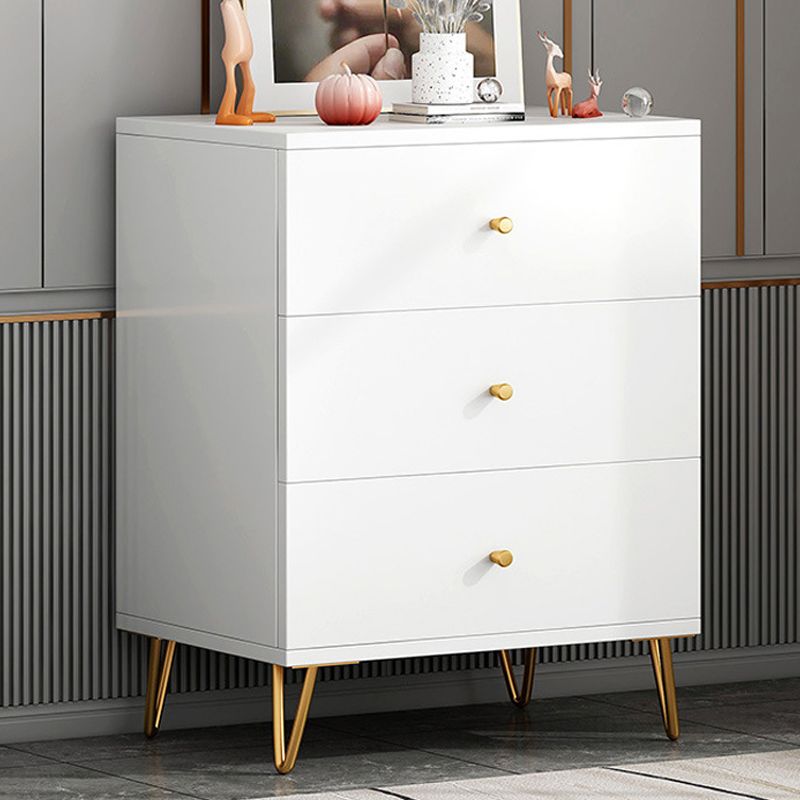 White Contemporary Glam Storage Chest Wood Chest with Metal Feet for Bedroom