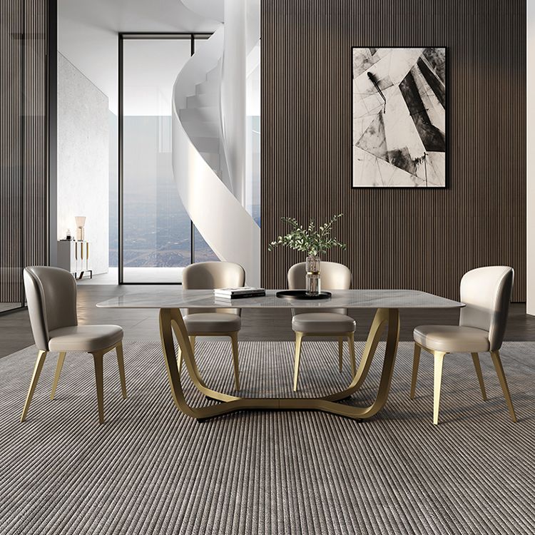 Silla sin brazos de comedor de cuero Glam, silla Parsons de comedor de metal para uso doméstico