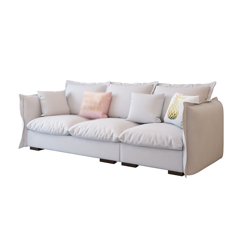 Nordic Square Arm Standard Sofa Beige Pillow Back Couch for Living Room