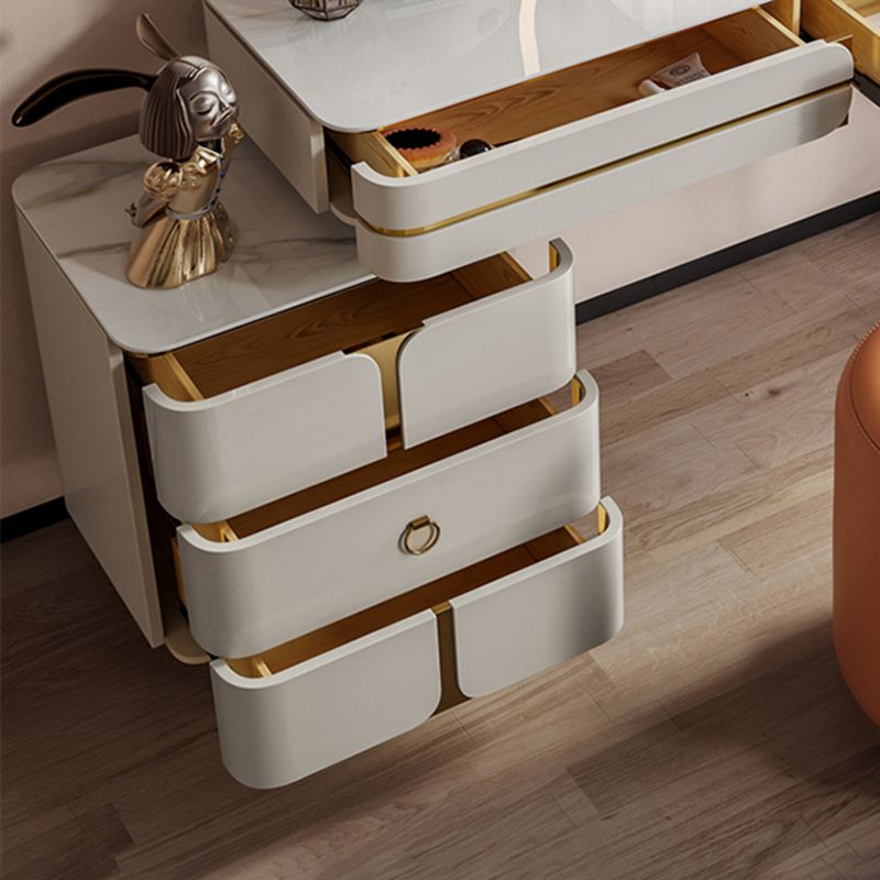 Wooden Vanity Dressing Table Set Glam Slate Top Makeup Vanity Set
