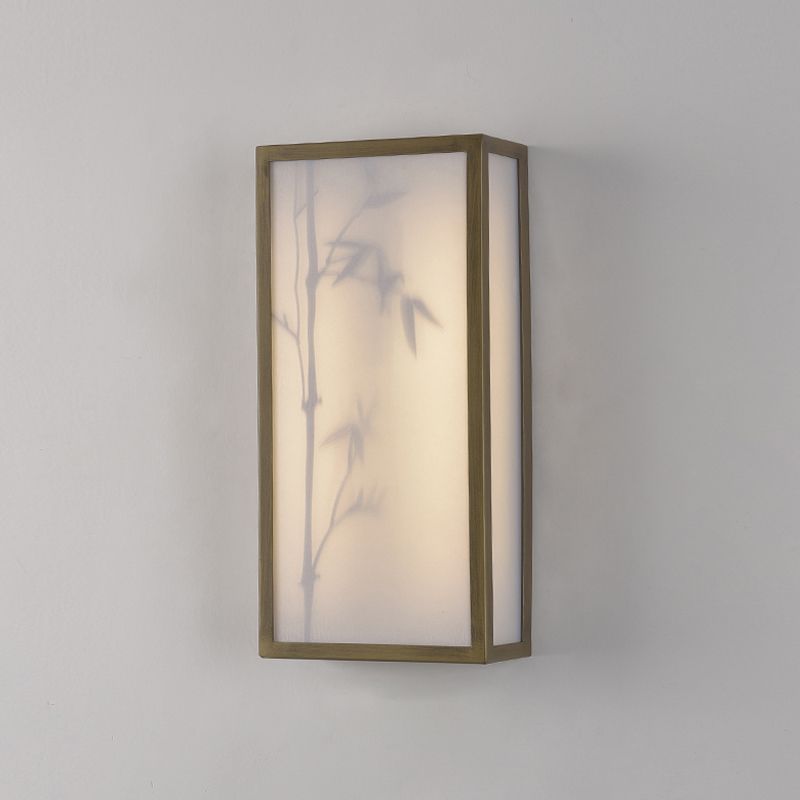 Modern Metal Wall Light Brown Cuboid 14.5" Wide Wall Sconce for Living Room