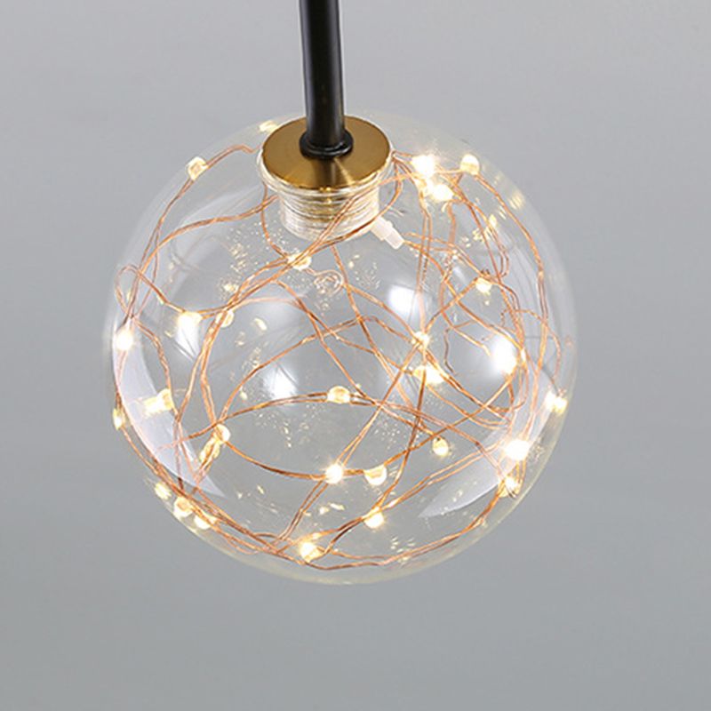 5/7-Light Modernism Black Flush Mount Lighting Glass Shaded Ceiling Light