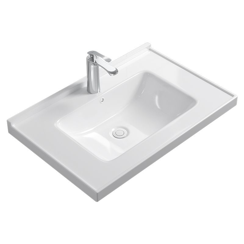 Contemporary Bathroom Sink Rectangular Porcelain Drop-in Bathroom Sink with Pop-Up Drain