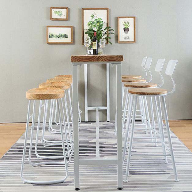 Luxury Rectangle Solid Wood Bar Table Set 1/4 Pieces Counter Table with Black Stools