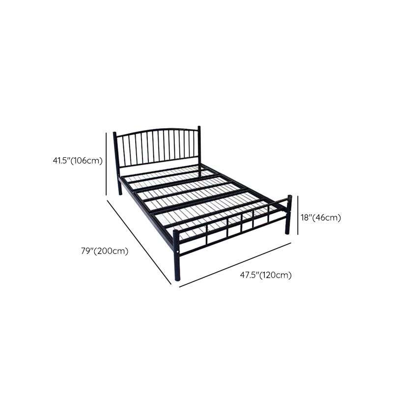 Contemporary Slat Bed Metal Black Open-Frame Bed with Custom Gold Legs