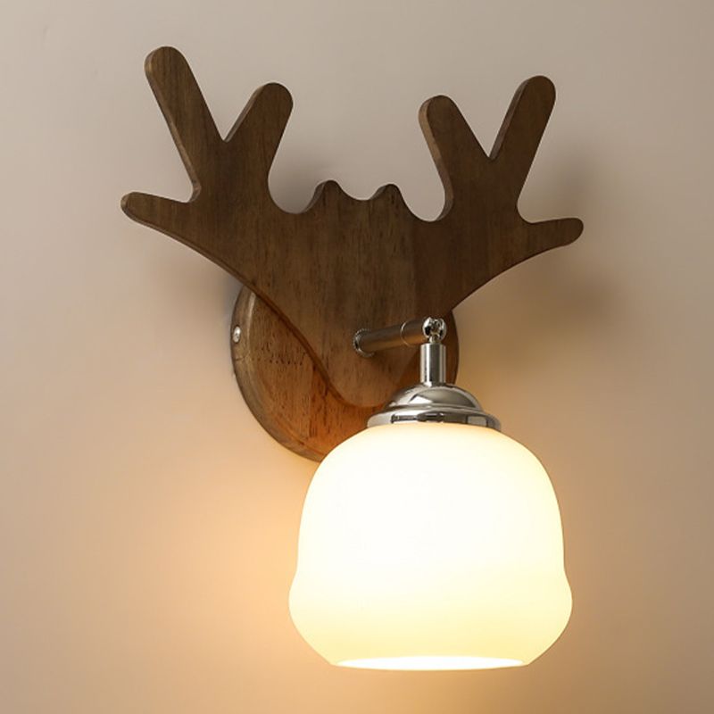 Nordic Style Glass Wall Light Geometrische 1 leichte Wandleuchten mit Holz für Schlafzimmer