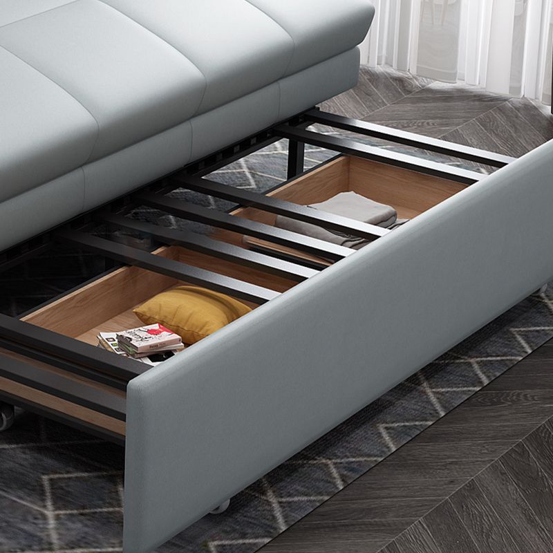 Square Arm Sofa with Loose Back Convertible Sleeper with Storage and Foldable