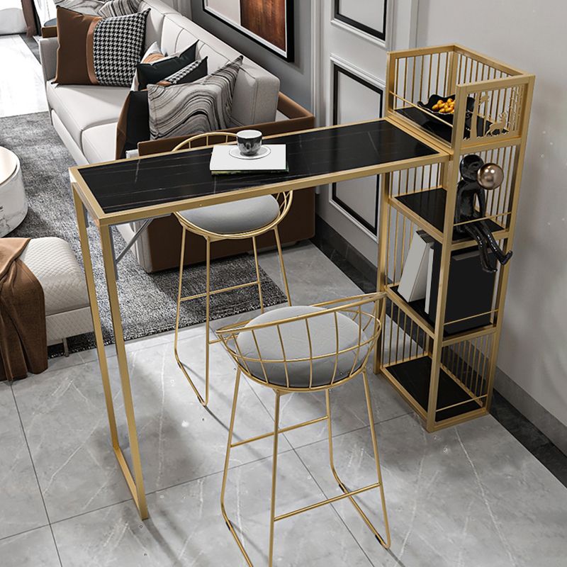 Contemporary Style Rectangle Bar Table Double Pedestal Bar Dining Table for Home