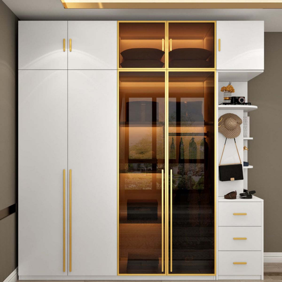 White Colour Wooden Wardrobe Soft Close Door Wardrobe Closet for Home