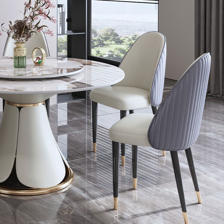 Tavolo da pranzo standard di forma rotonda di forma rotonda con grigio grigio con base di piedistallo