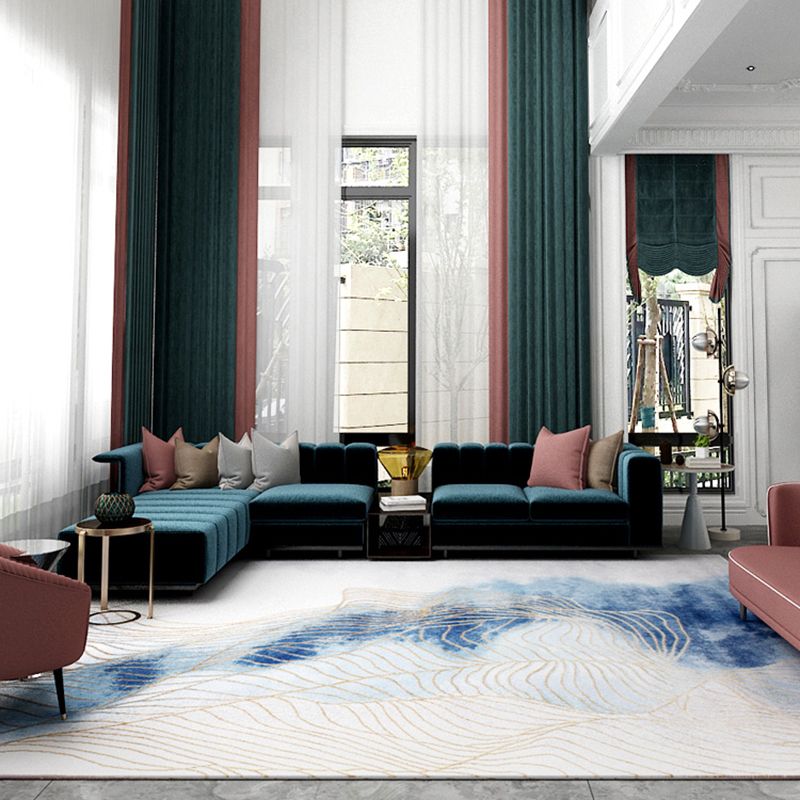 Nordic Living Room Rug Multi Color Abstract Pattern Area Carpet Synthetics Non-Slip Pet Friendly Indoor Rug