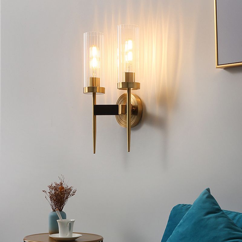 American Style Vanity Light Cylinder Shape Vanity Lamp with Glass Shade for Shower Room