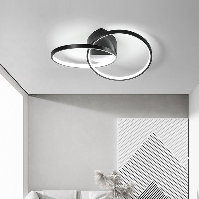 2-Ring Ceiling Light Stylish Modern Acrylic LED Semi Flush Mount Light