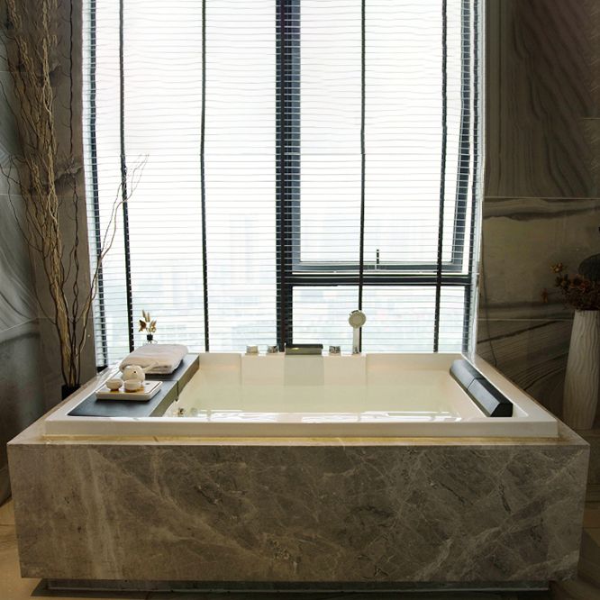 Modern Freestanding Bath Acrylic Soaking Square Back to Wall Bathtub