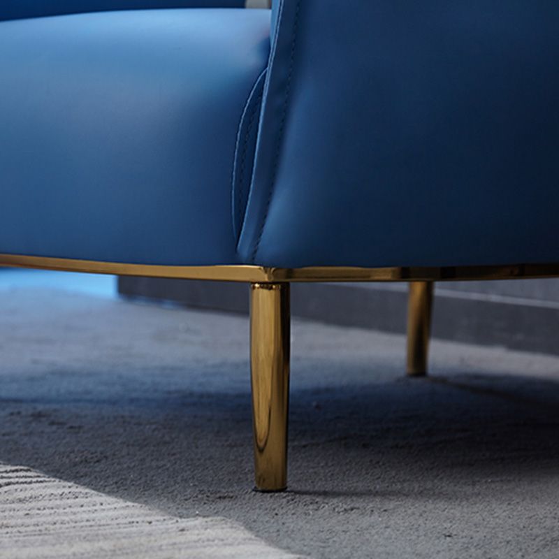 32.28"L x 31.89"W x 29.92"H Faux Leather Barrel Chair,Modern Sloped Arms Chair