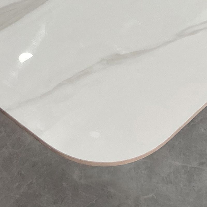 Sintered Stone Dining Table for Restaurant Industrial Rectangle White Table with 4 Legs