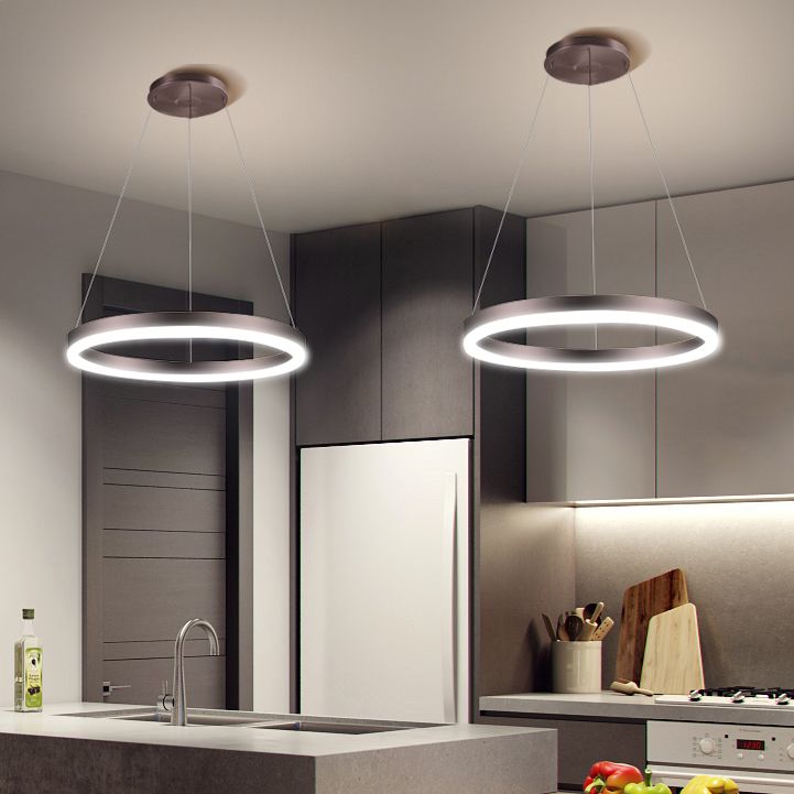 Moderne orbikuläre Form Kronleuchter Licht Metall 1 helle Kronleuchter -Beleuchtungsstoffe in Braun