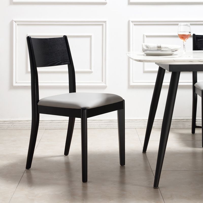 Chaise de salle à manger industrielle, chaise à dossier ouvert avec pieds en bois noir, pour usage domestique