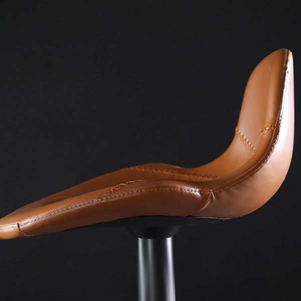 Industrial Style Swivel Leather Barstools Adjustable Low Back Stools