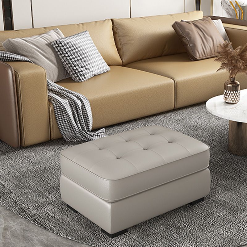 Contemporary Style Rectangular Ottoman Leather Foot Stool with Legs