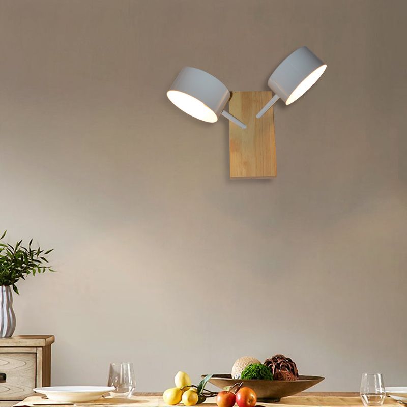 Double tambour Shade Mall Murd Light Contemporary Metal 2 Bulbes Black / White / Blue Wall Lighting Forment pour la cuisine