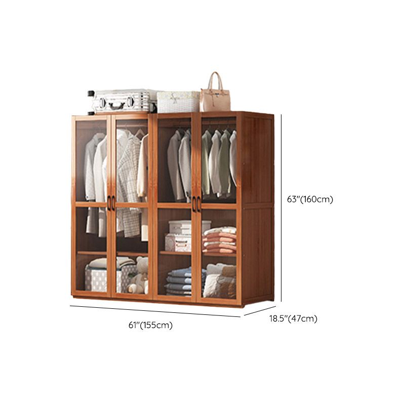 Modern Style Wardrobe Cabinet Solid Wood Clothes Rail Wardrobe Armoire