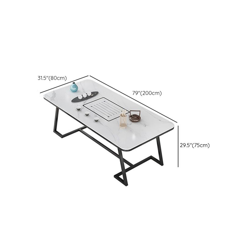 Slate and Metal Table Glam Style Simple Home Rectangular Dining Table